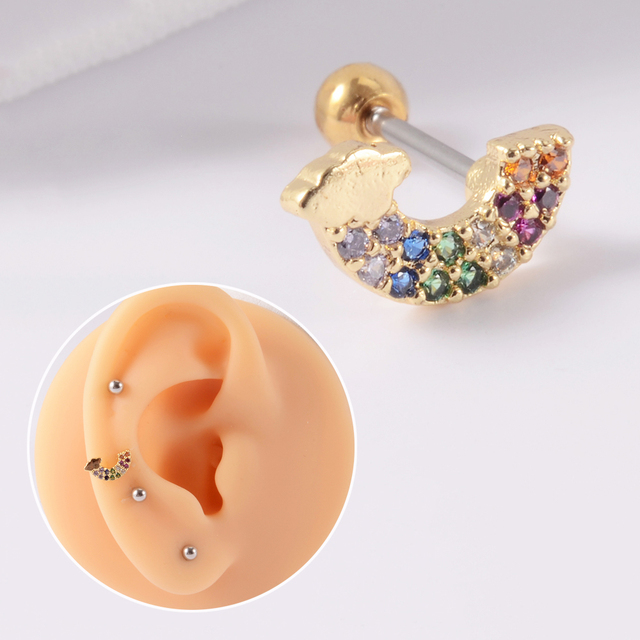 361L Surgical Steel Cz Ear Tragus Cartilage Crystal Lightning Snake Lobe Earrings Helix Earring Barbell Piercing Jewelry 20G
