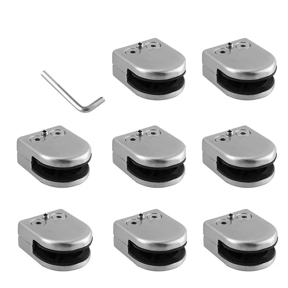 8 pieces Glass Clamps 8-10mm Stainless Steel Adjustable Bracket Back for Balustrade Staircase Handrail with Hexagon Driver | Обустройство