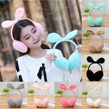 Наушники с заячьими ушками для женщин, мягкие Меховые наушники с бантом, теплые наушники, зимние наушники, рождественские подарки, плюшевые наушники из искусственного меха