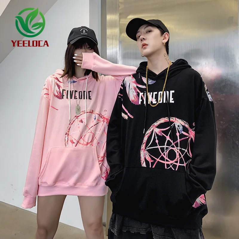 Dropshipping High Quality Printing Fashion Male Female Retro Autumn Hooded Sweatshirt Hip Hop Loose Youth Couple Hoodies