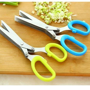 

Household Kitchen Practical Durable Multi-functional 5 Layer High Quality Chopped Green Onion Scissors With Brush