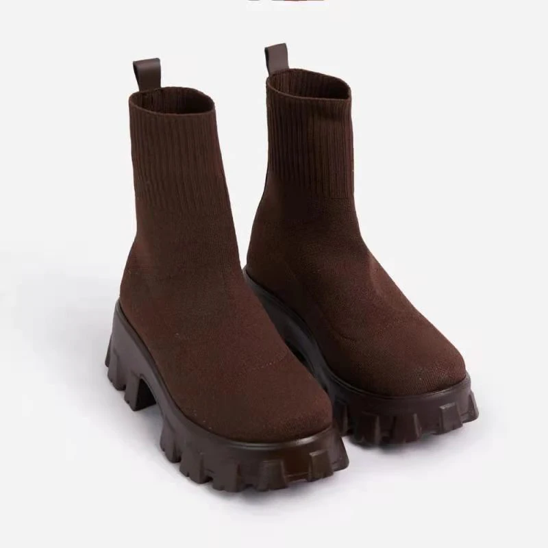 Botas de Calcetín con Plataforma para Mujer, Botines de Media Caña, de Tela  Elástica, de Punto, Informales, Color Rojo, de Talla Grande, Nuevo|Botas  hasta el tobillo| - AliExpress