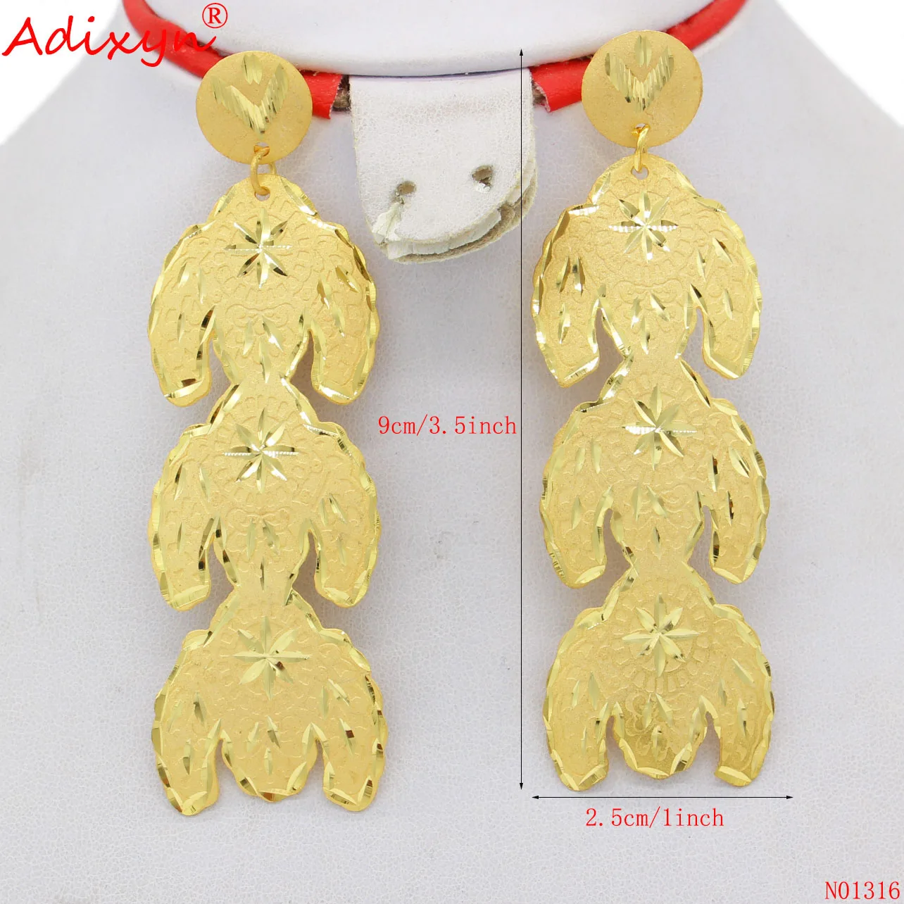 Adixyn Dubai Cute Earrings for Women 24k Gold Color Copper Light Weight Jewelry African India Women Items N01316