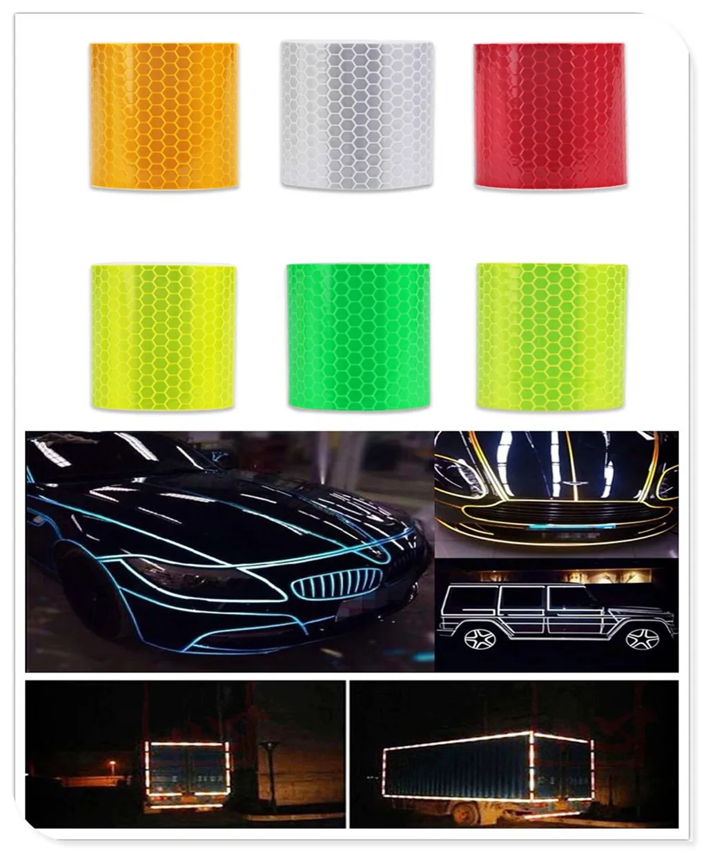 Car Accessories Reflective Sticker Decal Warning Tape Film for GMC Mahindra Hino Lincoln Cadillac Acura Tata Motors