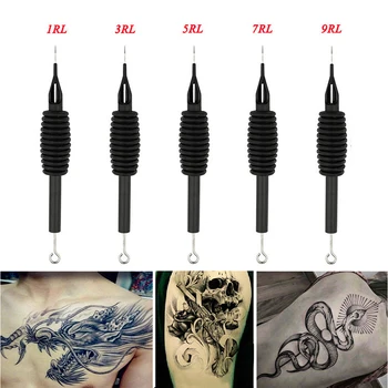 

5Pcs/set Sterile Black Disposable Tattoo Needle Tubes Matching Tool Mixed Tattoo Needles 1RL 3RL 5RL 7RL Silicone 9RL Handle