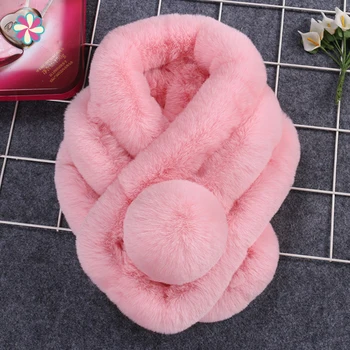

Winter Faux Fur Collar Coat Women Scarf Warm Hairy Soft Shawl Hood Fur Decor For Jackets Multi Color Female Fur Scarves W118