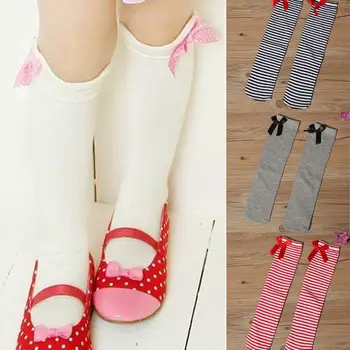 

Newest Arrival Toddler Children Girl Striped Cotton Socks Soft Knee High Hosiery Baby Socks Girl 1-8 Years meisjes sokken