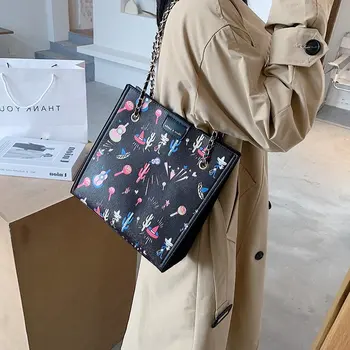

Korea Printed Pattern Women Shoulder Bag Fashion Large Capacity Easy Matching Women Chain Bag Quality Elegant Popular Female Bag