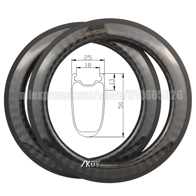 Carbon Rims 20" Bmx Wheel Rims 406 Tubeless 50mm*25mm U Brake 20 Inch