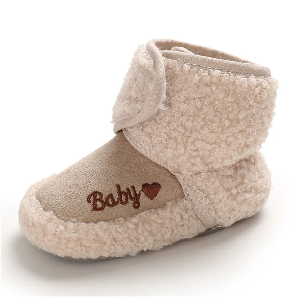 Новинка; зимние ботинки для маленьких мальчиков и девочек; хлопковые удобные высококачественные бархатные однотонные теплые зимние ботинки из ткани с надписью