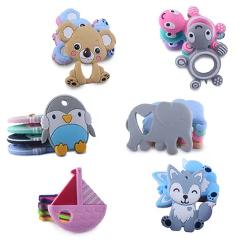 

XCQGH Food Grade Silicone Baby Teethers for Newborn Toddler Chew Cute Animal Pendandt Teething Product