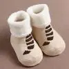 Зимние хлопковые нескользящие вязаные теплые носки с рисунками животных для новорожденных мальчиков и девочек - Цвет: J