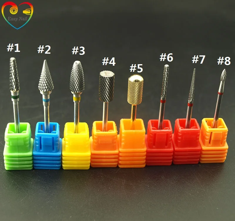EasyNail 8 Types Carbide Nail drill bits Burrs Metal Drill Bits Cuticle For Manicure Electric Accessories 2.35mm | Красота и здоровье