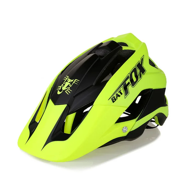 Велосипедный велосипедный шлем для горной дороги, шлем для велосипеда, безопасный для занятий спортом на открытом воздухе, легкий солнцезащитный большой козырек, шлем велосипедный шлем BATFOX - Цвет: black and green