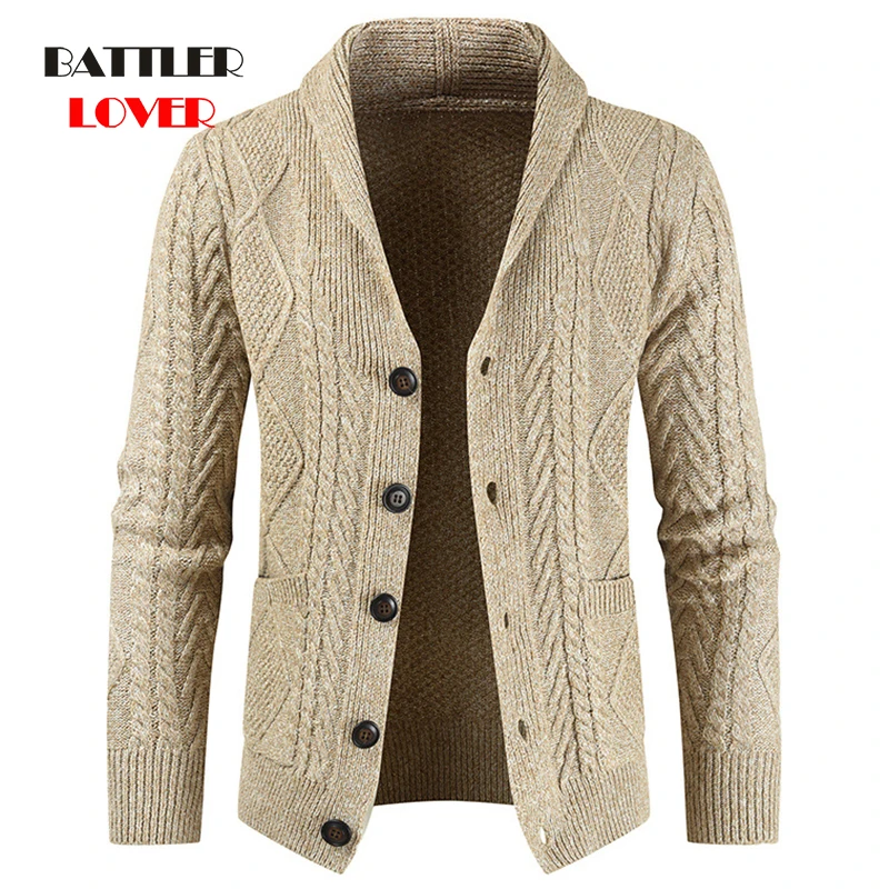 Knitted Long Sleeve Cardigan Men Sweater Jacket Hip Hop Streetwear for Male 2020 Winter Warm Sweatercoat