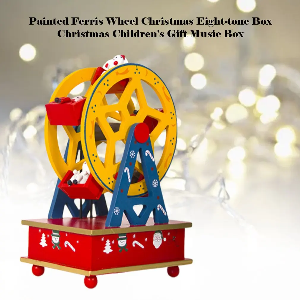 Рождественская новая деревянная окрашенная колесо обозрения Рождественская музыкальная шкатулка Рождественская Детская Подарочная музыкальная коробка украшение