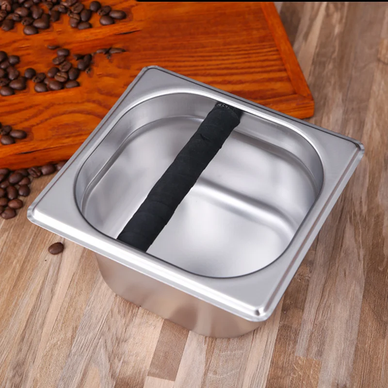 15cm Stainless Steel Wood Coffee Grounds Container Box Barista Coffee