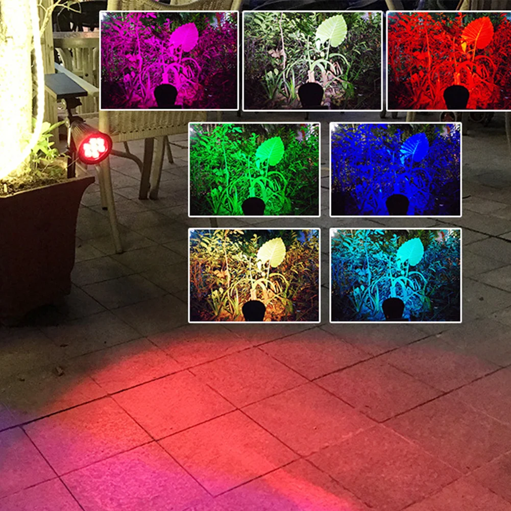 7 светодиодный, водонепроницаемый, ультра яркий, регулируемый, RGB, цветной, для безопасности, патио, газон, солнечный свет, для двора, сада, для улицы
