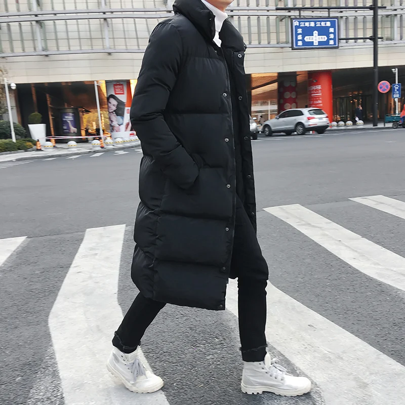 Мужская длинная пуховая куртка, пальто люксовый бренд, зимняя однотонная черная парка для мужчин размера плюс 4XL, Толстая теплая облегающая мужская верхняя одежда