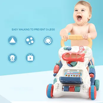 

Baby Walker Toys Multifuctional Toddler Trolley Sit-to-Stand ABS Musical Walker with Adjustable Screw for Toddler Early Learning