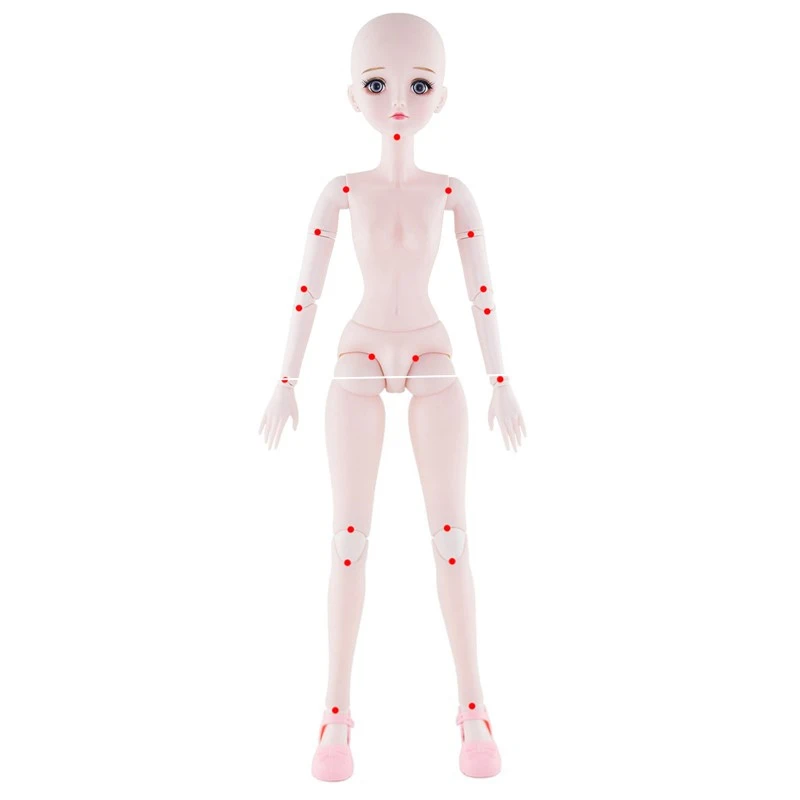 Макияж 4D голова куклы глаз для 1/3 60 см BJD тело Обнаженная розовая кожа голова детские куклы, игрушки DIY для девочек подарок - Цвет: Head and body
