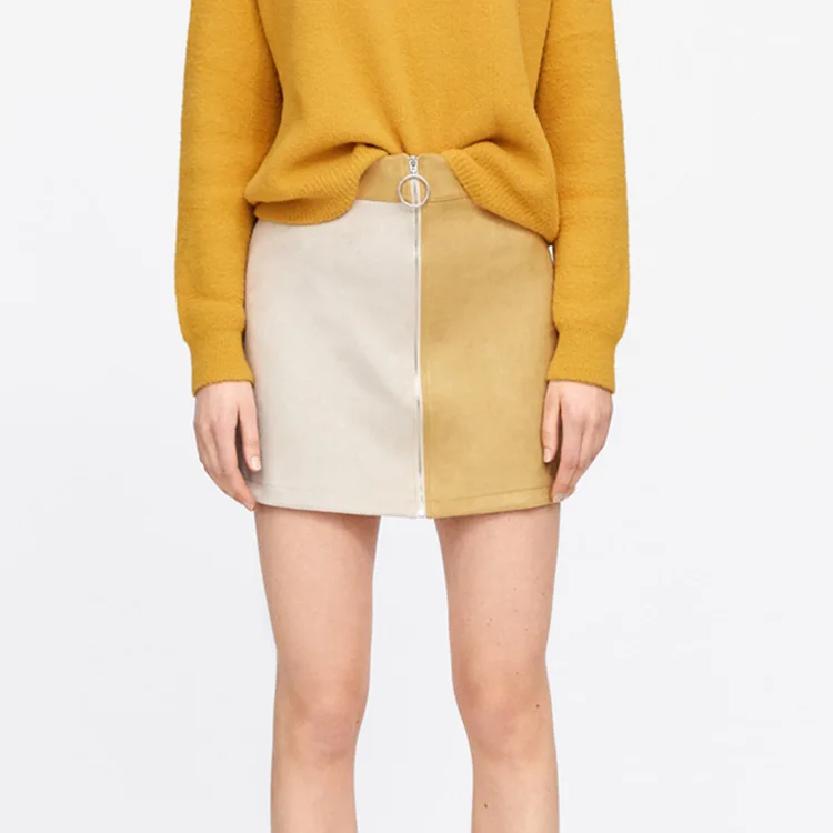 

2019 Spring And Summer New Style High-waisted A- line Skirt Women's Versatile Spring Clothing CHIC Mini Suede Skirt Short Skirt