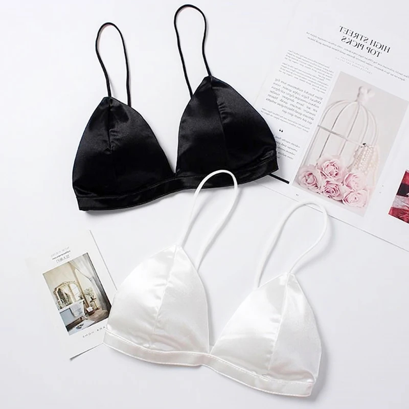 

Women Sexy Bras Lingerie Padded Bustier Sheer Cup Bra Seamless Solid Bralette Wireless French Triangle Brassiere Underwear #D