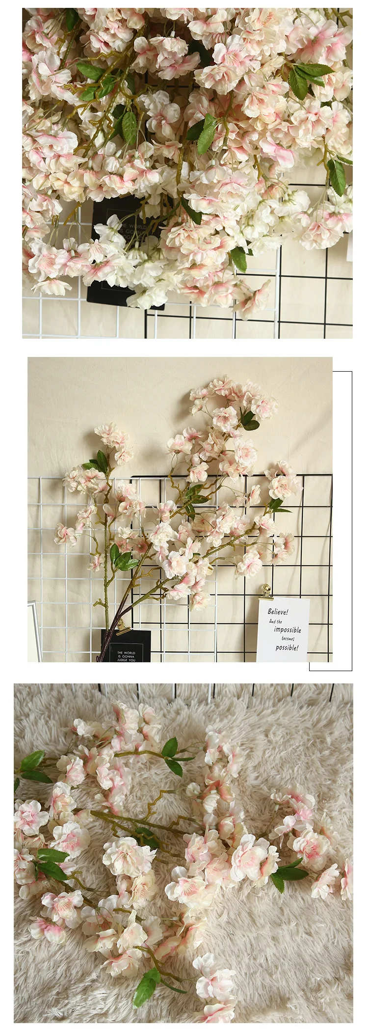Длинные стебли искусственные цветки вишни шелк+ пластиковые цветы Ветка сакуры для дома свадебное украшение для гостиницы Рождественский Декор