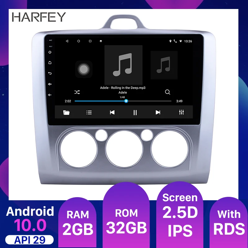

Harfey Android 10.0 9inch Car Radio Stereo GPS 2DIN Unit for 2004 2005 2006-2011 Ford Focus Exi MT 2 3 MK2/MK3 car Multimedia
