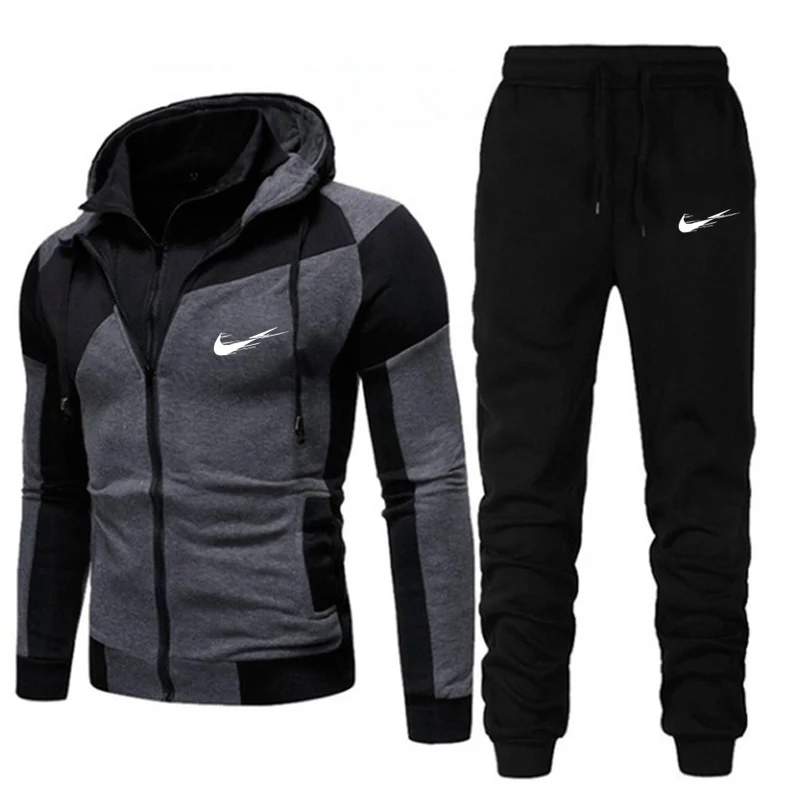 2 pieces / set sportswear men's fall/winter hooded sweatshirt suit 2020 men's suit pullover zipper sportswear set M-3X 2 pieces / set sportswear men's fall/winter hooded sweatshirt suit 2020 men's suit pullover zipper sportswear set M-3X