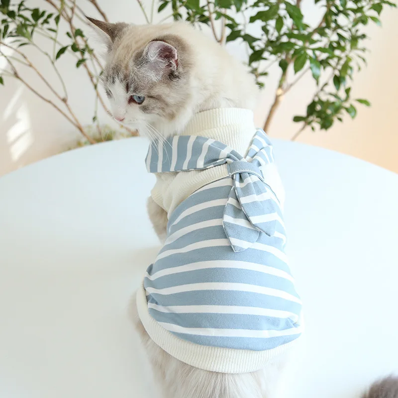 Scarf Striped Couple Outfit Lace Dog Dress Sweatshirt Coats Pet Products Cotton Clothing For Dogs Cats Rabbit Teddy Dog Clothes