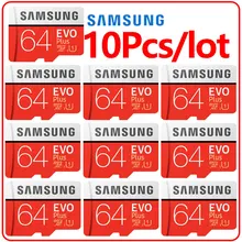 

Original 10Pcs lot Speicher Karte Sd Karte SAMSUNG EVO PLUS 64GB High Speed 100 MB/S Micro SD Klasse 10 U3 TF Karten UHS-I Micro