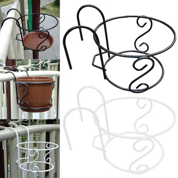 

Modern Balcony Railing Flower Pot Holder Flower Rack Durable Hanging Planter Shelf Iron Rack Home Decoration Office Restaurant