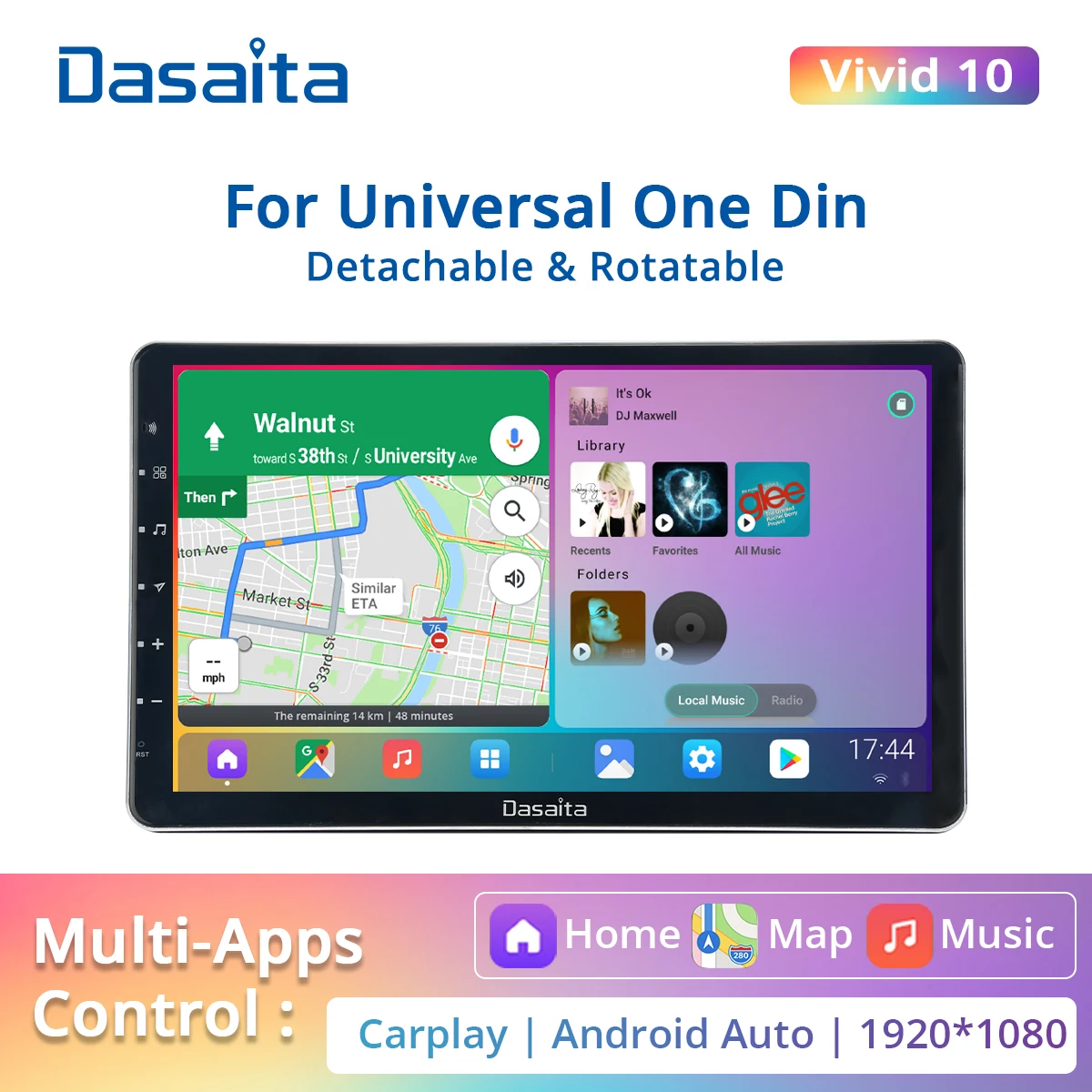 Автомобильный стереопроигрыватель Dasaita Vivid 11 6 1 Din Радио для Carplay Android 1920*1080 IPS