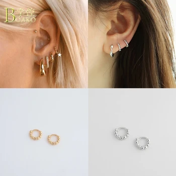 

BOAKO 925 Sterling Silver Hoop Earrings For Women Granules Earring Luxury Stud Earings S925 Jewelry Piercing Cartilage Aretes