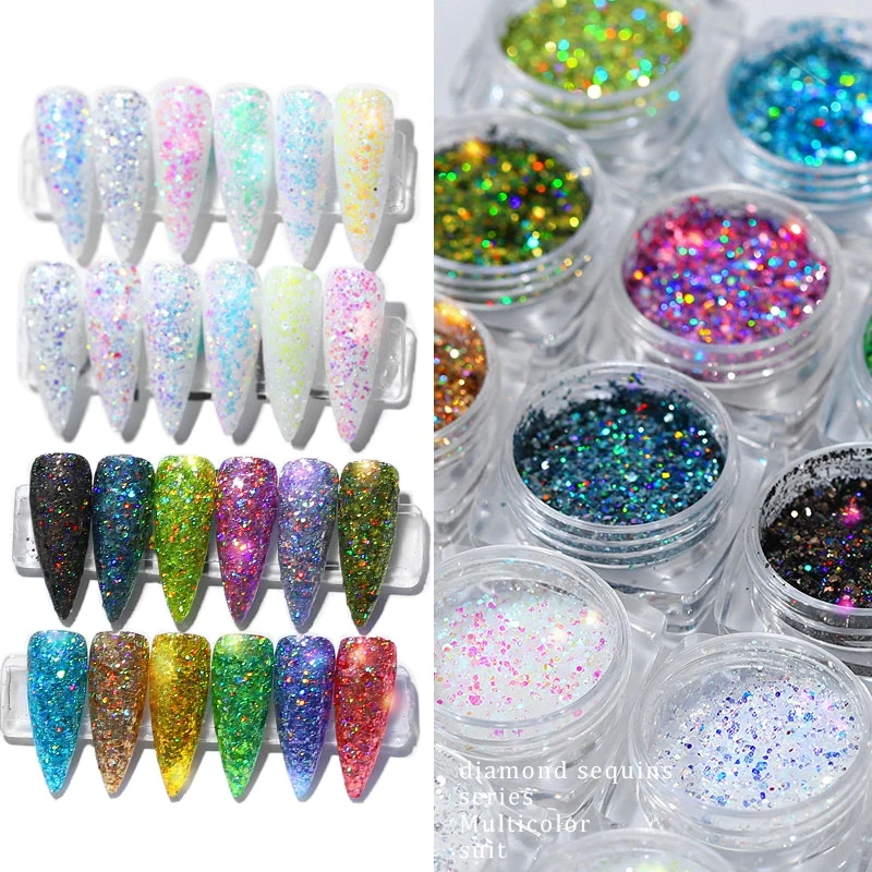 

Glitter Sequin Magic Color Nail Glitter Color Sequin Size Mixed Suitable Beauty Makeup For Nail Use 12 Colors