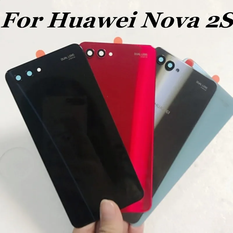 10 шт. задний корпус для Huawei NOVA 2S задняя крышка стеклянная батарея чехол с линзы логотипа рамка вспышка лампа замена H