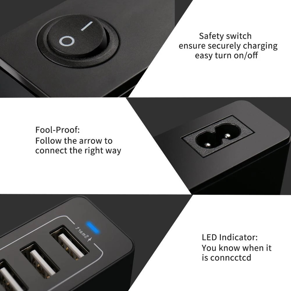 10 USB порты быстрой зарядки зарядное устройство док станция с кабель 50 Вт US AU