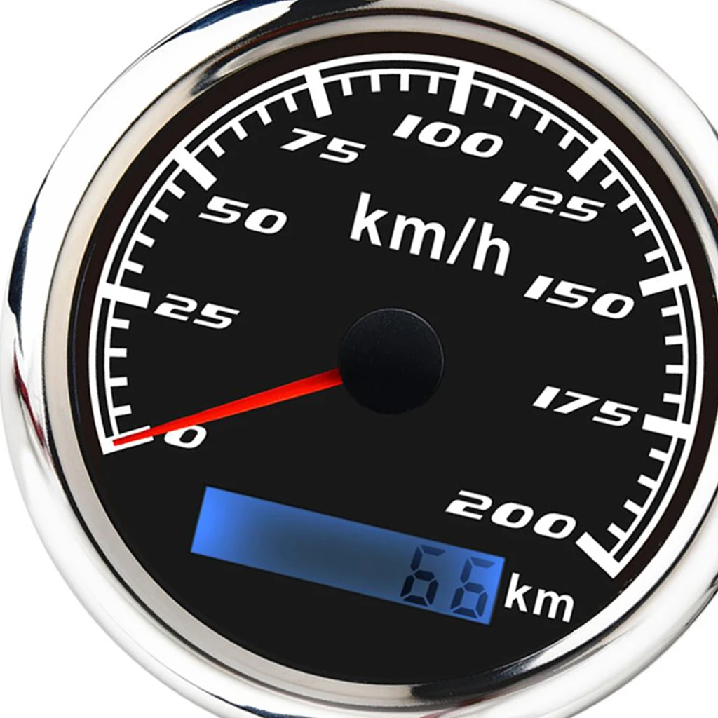  200KM/h 85mm Car Boat Digital GPS Speedometer Odometer Gauge Antenna with Rubber Plug for Motorcycle Yacht Vessel Vehicle
