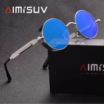 

AIMISUV Classic Gothic Steampunk Sunglasses For Men 2019 Brand Designer Vintage Round Metal Frame Sun Glasses UV400