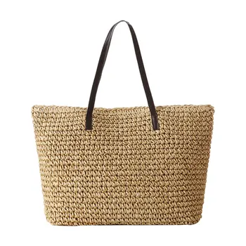 

Women Casual Shoulder Bag Straw Bag Natural Wicker Woven Tote Bags Women Braided Handbag For Beach Handmade Woven Rattan Bags