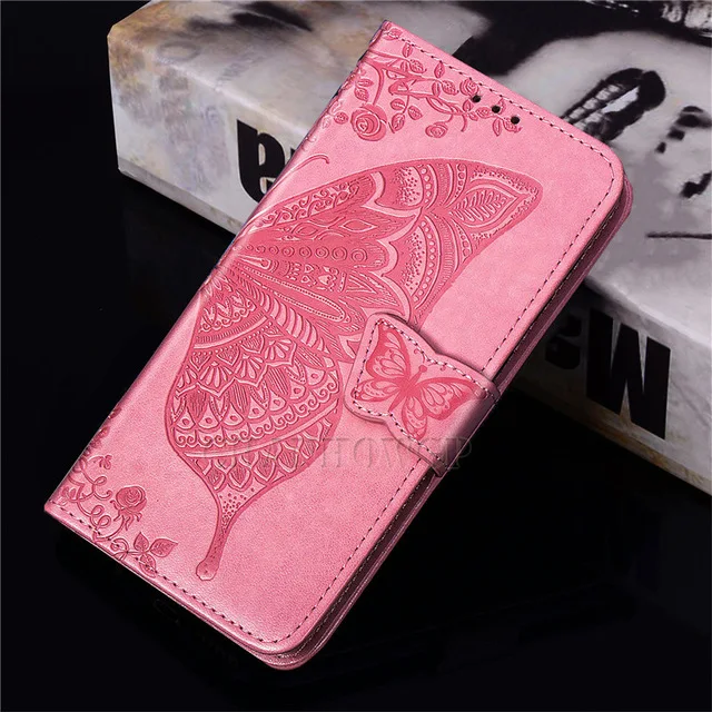 3D Бабочка Флип кожаный чехол для iphone 11 Pro X XS чехол для MAX XR кошелек чехол для iphone 6 6S 7 8 Plus чехол для телефона s Coque Fundas - Цвет: Pink