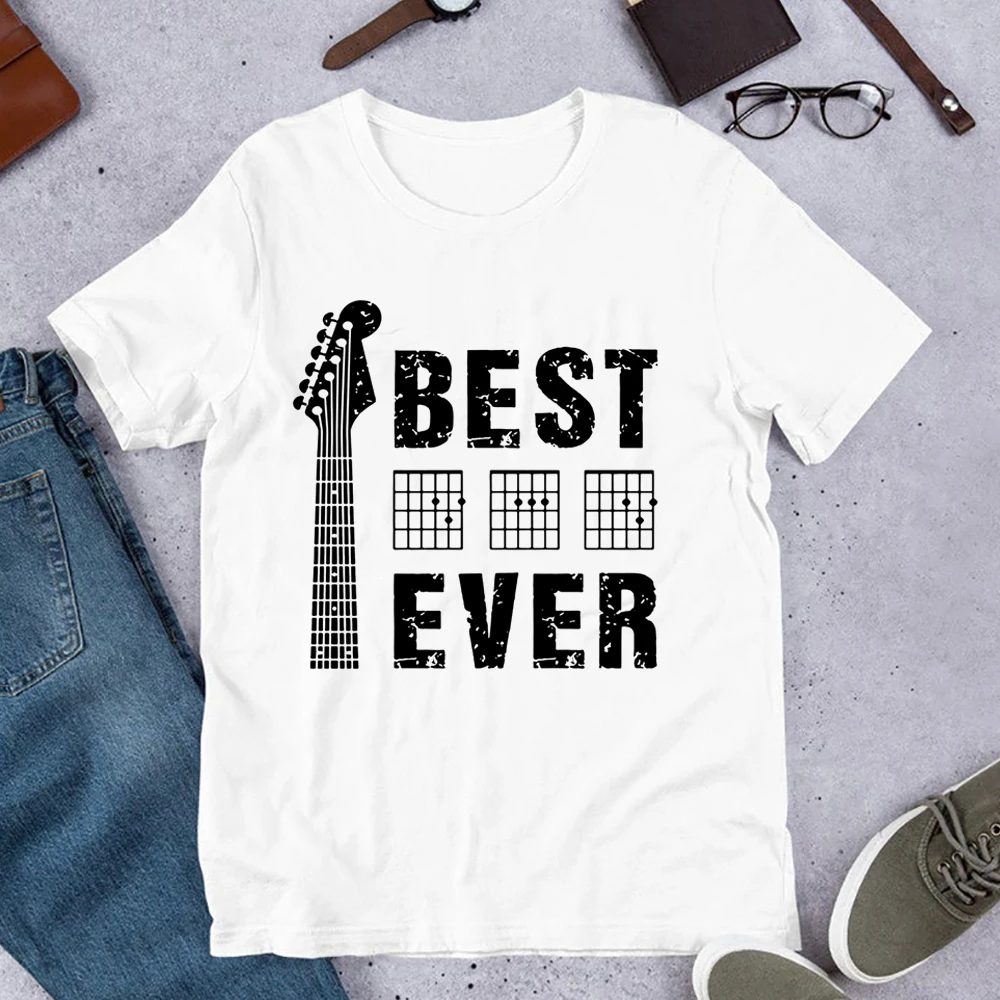 

Dad Guitar Chord T Shirt Best Dad Ever Guitarist Fathers Day Gift Cotton Tees for Music Lover