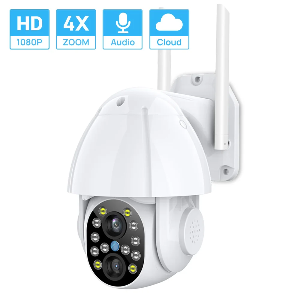 HD 1080P PTZ Wifi Camera Dual-Lens Auto Tracking 4X Digital Zoom Waterproof Outdoor Two-Way Audio Motion Detection YCC365 |