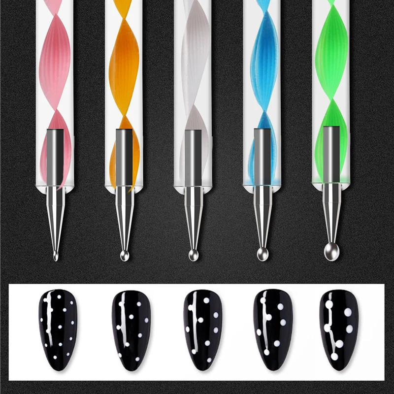 5 шт. двухсторонний точечный инструмент для дизайна ногтей акриловая ручка