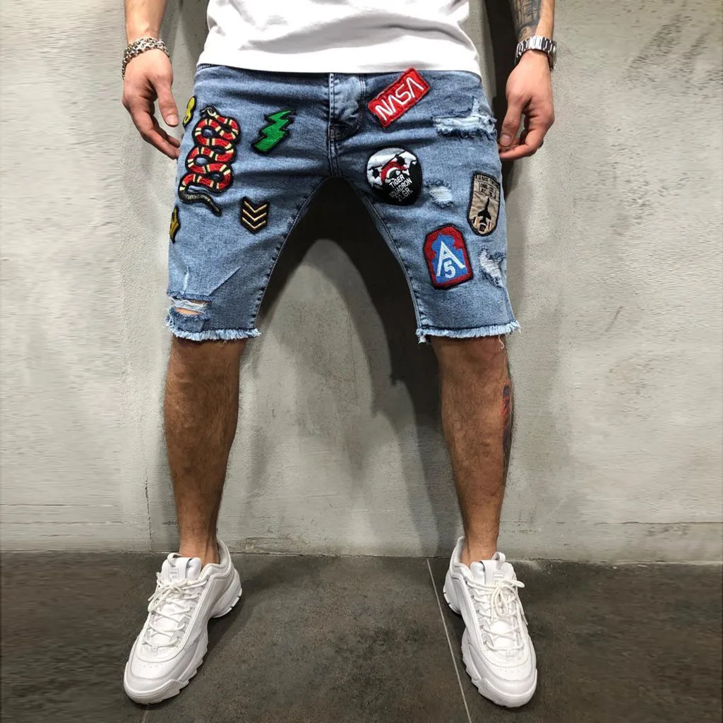 Sweatpants Men 2020 Men's Summer Short Jeans Fashion Slim Patch Casual Five-Point Denim Pantalon Militaire Homme Short Homme Sweatpants Men 2020 Men's Summer Short Jeans Fashion Slim Patch Casual Five-Point Denim Pantalon Militaire Homme Short Homme