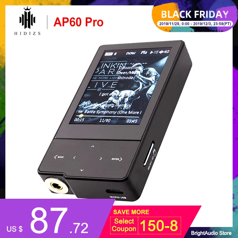 HIDIZS AP60 Pro Bluetooth портативный мини музыкальный плеер Hi Res MP3 с поддержкой DAC ES9118C DSD64/128