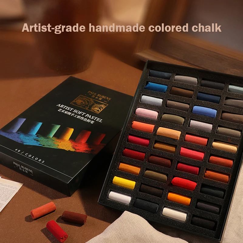 Paul Rubens Soft Pastels Set Painting Chalk Crayons Solid Non Toxic of 40 Colors Art Stationery Drawing Supplies Gift for Artist