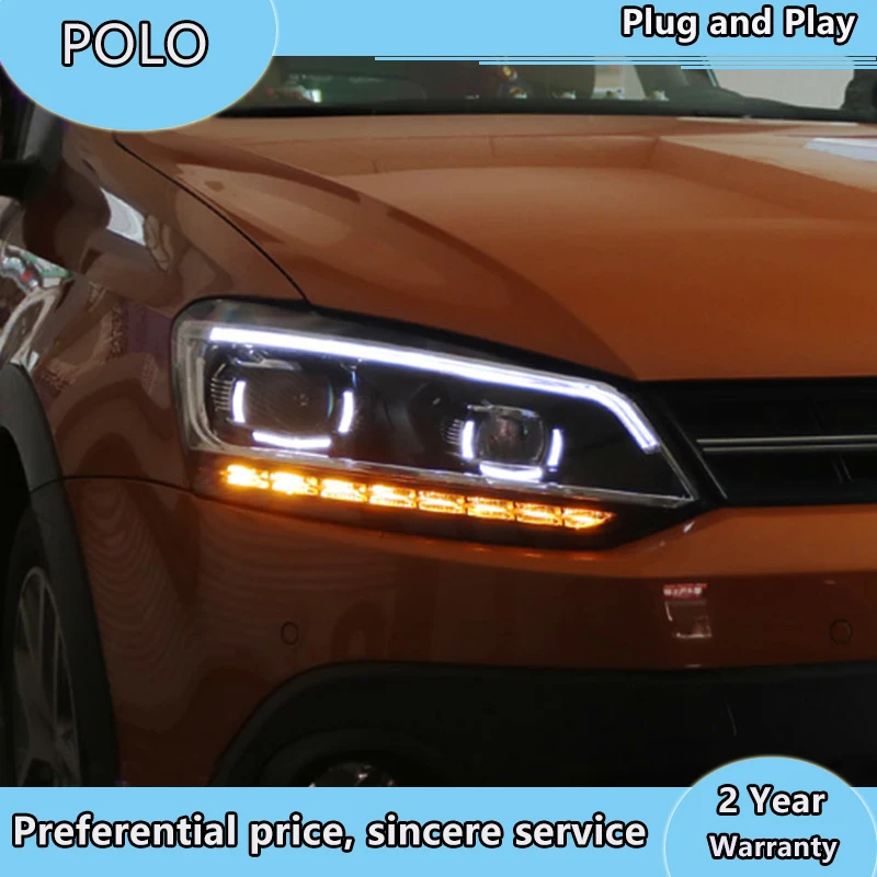 Автомобильный Стайлинг для Polo фары 2010 2018 Vento светодиодный задний фонарь DRL Hid фара
