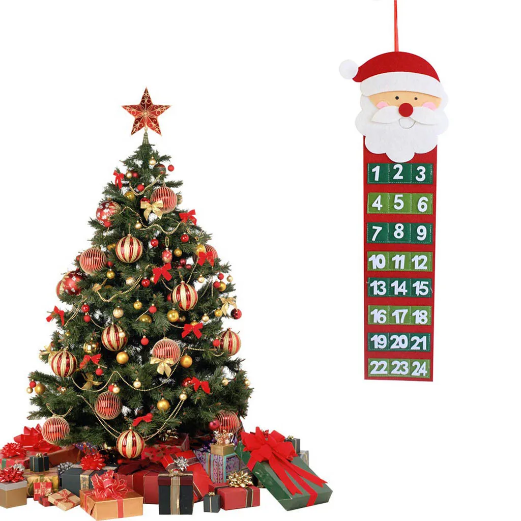 

2020 Merry Christmas Calendar Ornaments Christmas Advent Calendar Decoration Pocket Kids Wall Hanging Countdown Decor Dropship/C
